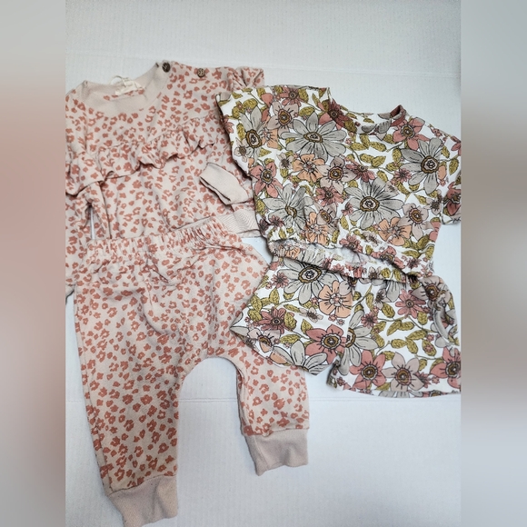 Floral and Leopard Print Kids Pajama Set Jessica Simpson  12 M - Picture 1 of 5